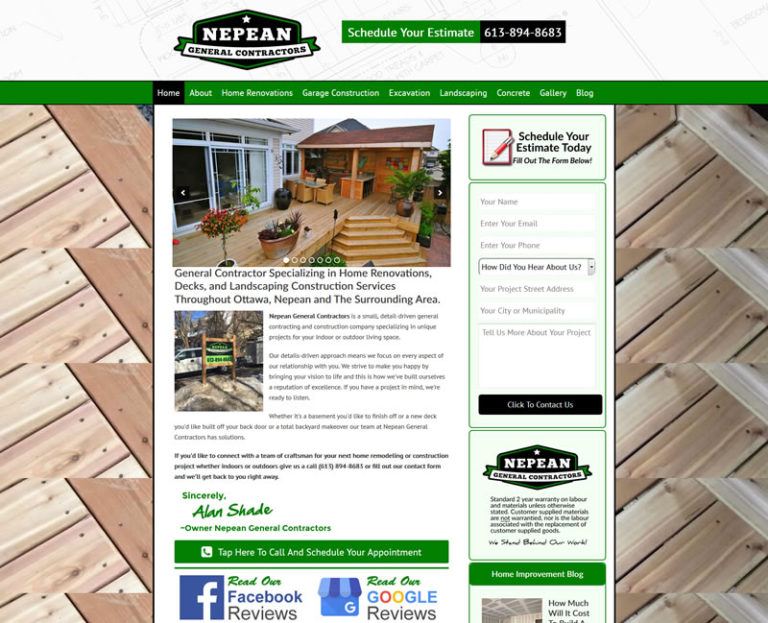 Nepean General Contractors Website Case Study