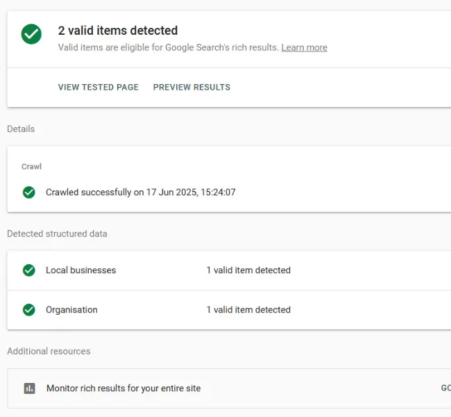 Showing Schema markup for contractor SEO