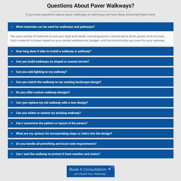 Detailed service based FAQS to answer your customers questions